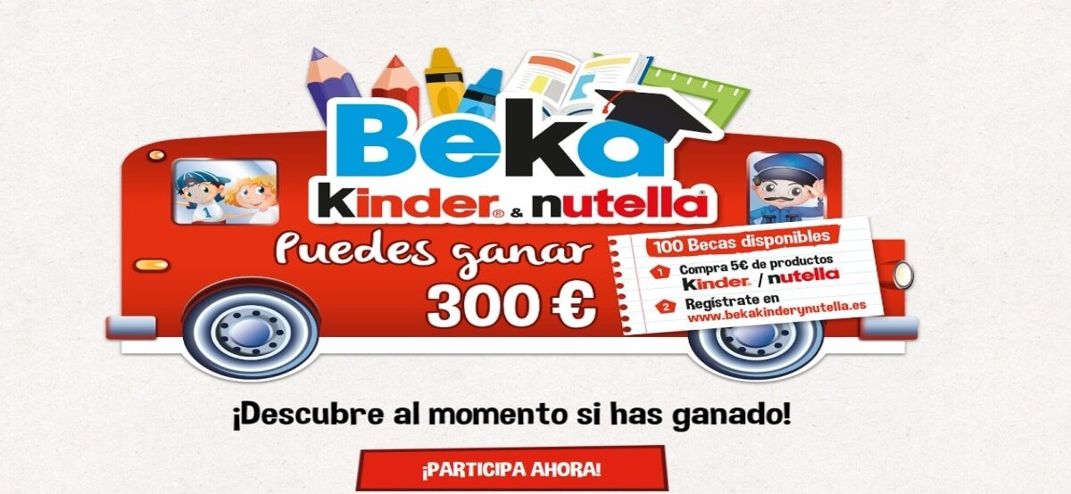 Kinder y Nutella sortean 100 becas disponibles de 300 Euros