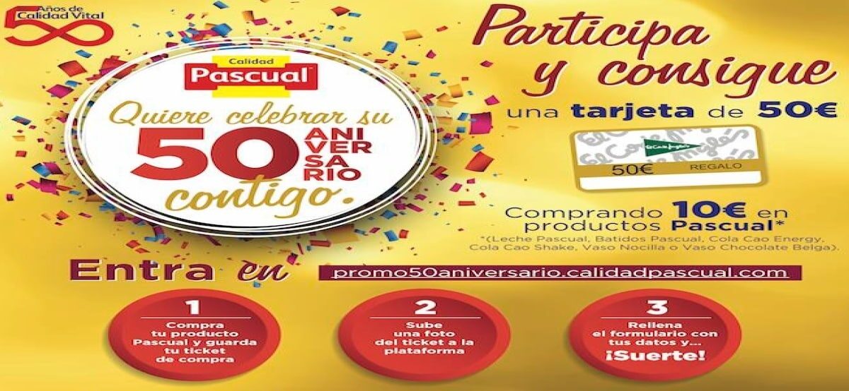 Pascual celebra su 50 aniversario y sortea 50 tarjetas de 50€