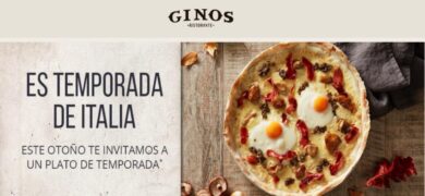Temporada italiana de pizza 2x1 en Ginos