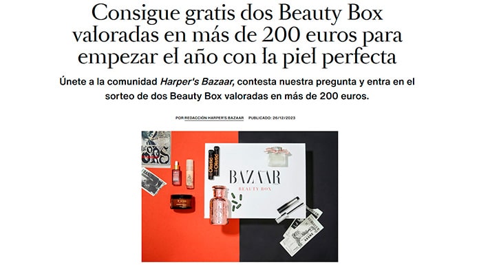 Caja de belleza gratuita con Harpers Bazaar