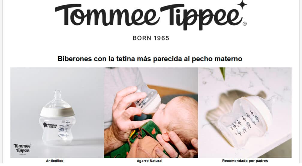 Obten un biberon Tommee Tippee de forma gratuita